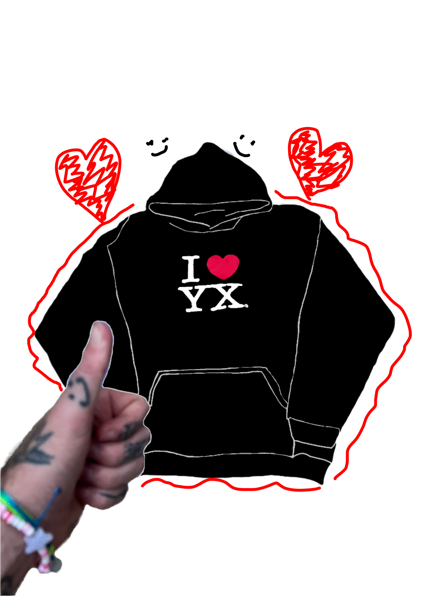 i <3 yx hoodie (hand not included)